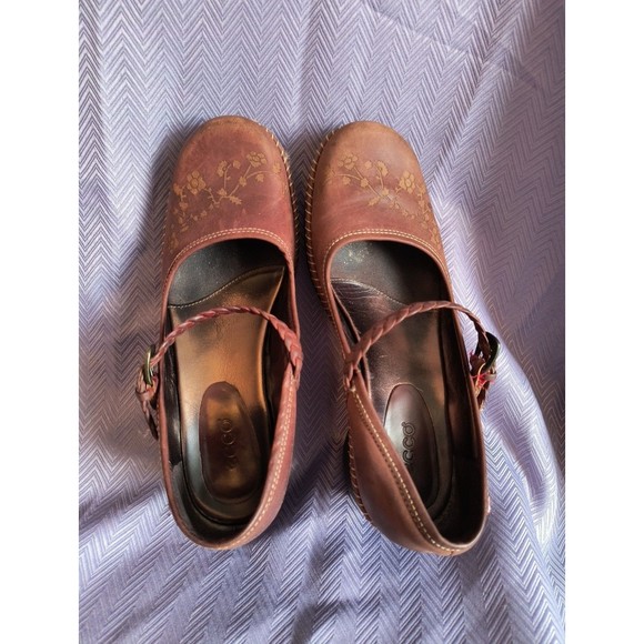 ECCO CAS CLOG BRAIDED MJ 226202 Red leather Mary Jane shoes sz. 37/7 - Picture 6 of 11